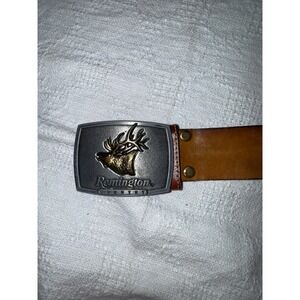 Remington Country Elk Belt Buckle 1986 Leather Western Style Made in‎ Haiti 36